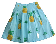 RSVP By Talbots Pineapple Print Pleated Lined Full Skirt Pockets Size 6