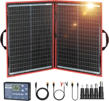 DOKIO 110W 18V Portable Foldable Solar Panel Kit (21X28Inch, 5.9Lb),Solar Contro