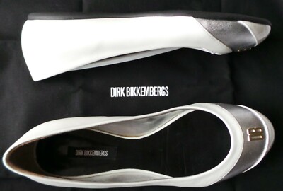 DIRK BIKKEMBERGS BALLERINAS BETTY WEISS/SILBER PUNKT. 37 NVES / BOX / HÜLLE 230 
