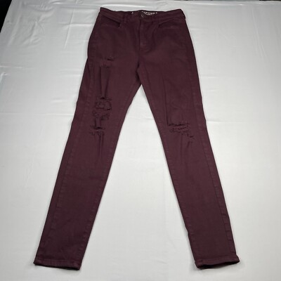 American Eagle Jeans Womens 8 Red Super Hi-Rise Jegging Super Stretch Distressed