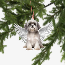 Shih Tzu dog with Angel Wings Christmas,love Shih Tzu dog car Ornament Gift