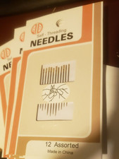 48pc Hand Sewing Needles Stainless Steel Self-Threading Gold Multi Size
