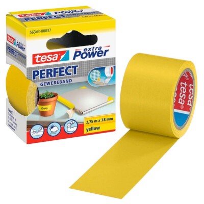 Tesa Extra Power Perfect Gewebeband Gewebeverstärkt Ductape Basteln 56343 gelb