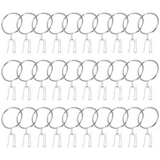 32 Pieces 1.8" ID Metal Curtain Rings with Metal Pin Hooks, Silver