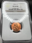 1958 P Lincoln Wheat Penny 1C NGC MS66 RD
