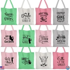12 Pack Christmas Golf Tote Bags - 16x14 Inches - Reusable Handbags for Golfers