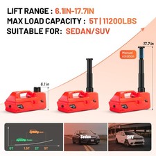 Electric Hydraulic Car Jack Kit 5 Ton 12V Portable Lift Range 17.7 Inch for SUV