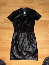 Fashion Nova & Forever 21 Black Faux Leather Mini Dress and Tank Top Set Size S