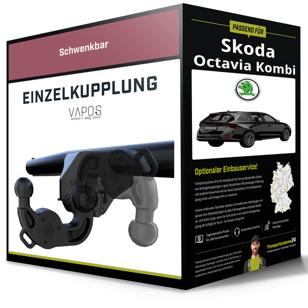 Schwenkbare AnhäNgerkupplung für Skoda Octavia Kombi 12- III Typ 5E5 Vapos NEU-image