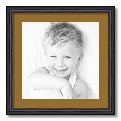 ArtToFrames Matted 18x18 Black Picture Frame with 2'' Mat, 14x14 Opening 4083