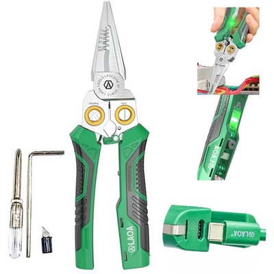 8-in-1 Rechargeable Electrician Pliers, No More Button Battery | USB-Charging...
