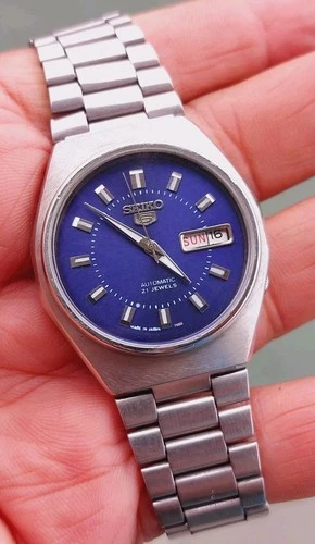 Vintage Seiko 5  Automatic Watch Blue  dial 6309 Day/Date @Japan