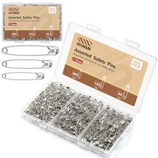 400 Pack Safety Pins for Clothes, 3 Assorted 3 Assorted Sizes 400 Pcs Silver