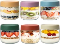 6 StüCk Overnight Oats GläSer, 350Ml Meal Prep GläSer Mit Schraubdeckel, Wiederv