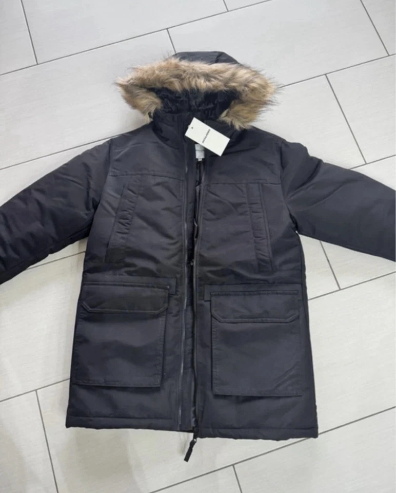 JACK & JONES Herren Parka JEWING SN S Schwarz mit Fellbesatz Polyester - Bild 1 von 4