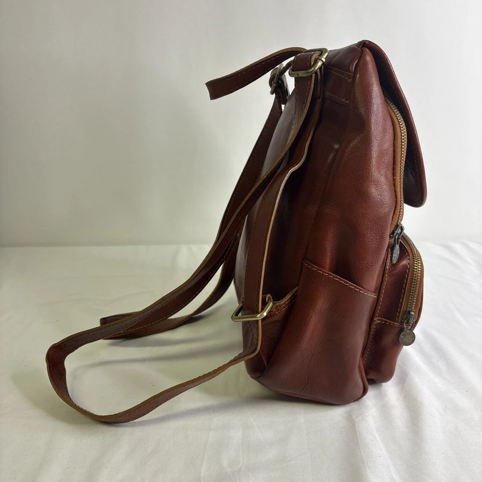 Vintage Vera Pelle Rusty Brown Leather Backpack made in Italy READ - Image 3 of 4