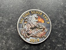 2019 1oz Silver Valiant St George & Dragon £2 Coin - Iron Power Coloured Edition