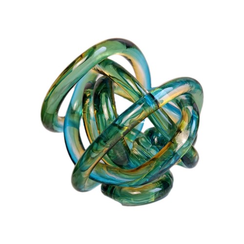 Torre & Tagus Orbit Hand Blown Glass Infinity Knot Sculpture 4.5 Inch Glass Art