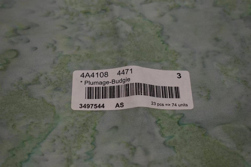 蜡染织物 PLUMAGE BUDGIE 水彩斑驳 蓝色 绿色 SAGE 3/4 码 — 第 2/2 张图片