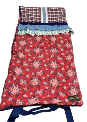 Matilda Jane EUC Bed Of Roses Sleeping Bag Red Flowers Plaid Ruffle Girls Roll