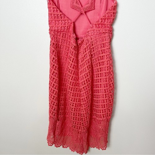 LUSH NWT Social Grace Lace Dress Women’s Size Small Coral Sleeveless Back Cutout - Foto 8 di 11