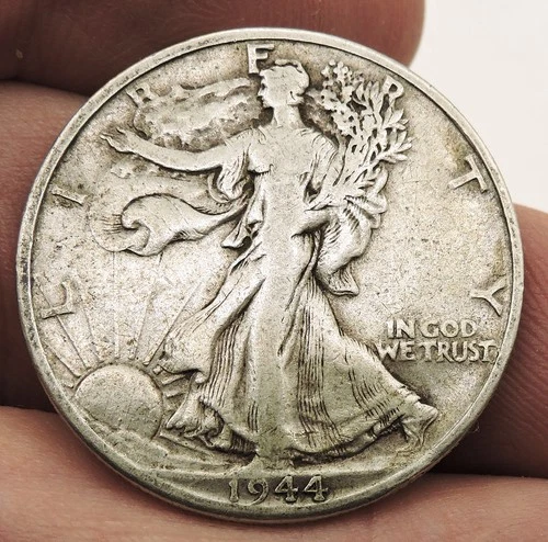 1944 D Silver Walking Liberty Half Dollar Fine Below Melt Value