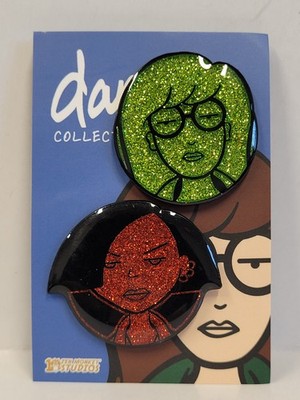 Embossed Enamel Lapel Pin Badge Daria and Jane Daria Glitter Set of 2 MEW