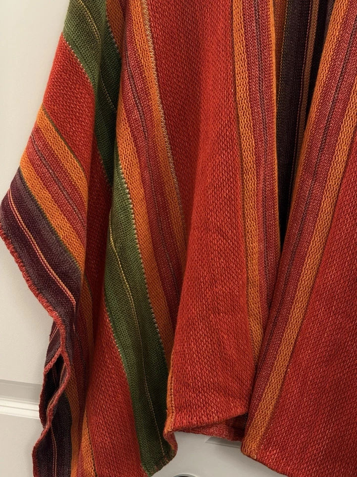 Ralph Lauren Serape Indian Tribal Blue Label Poncho Linen Silk Blend Size XS/S - Image 4 of 4