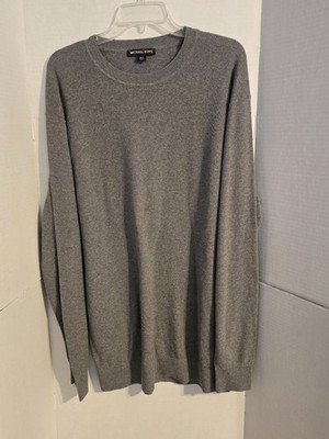 MICHAEL KORS Mens Crew Neck Jumper Sweater Gray Long Sleeve 1XLT Long Tall