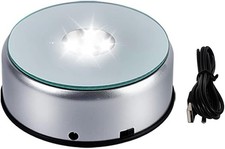 5 LED Display Base for Crystals Glass Art,White Light Rotating Crystal Display B