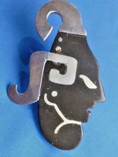 MID CENTURY 1960'S "LOS CASTILLO" ONIX NEGRO TAXCO STERLING ONYX PIN RARE FIND