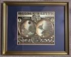 31” Framed Planisphaerium Terrestre World Map AF Zürner-Pieter Schenk Gold Foil — photo 1