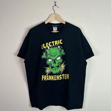 Sourpuss Clothing Men’s Black Electric Frankenstein Heavyweight T-Shirt (XL)
