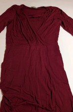 Amour Vert Burgundy Long Sleeve Wrap Dress Midi Size M Made in USA