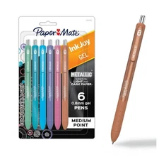 Paper Mate InkJoy Gel Metallic Pens, Medium Point (0.8mm), Assorted, 6 Count