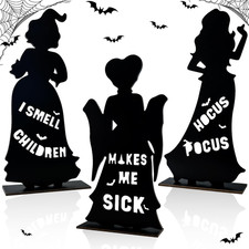 3-Pcs Halloween Witch Wooden Table Centerpieces Silhouette Signs Party Decor