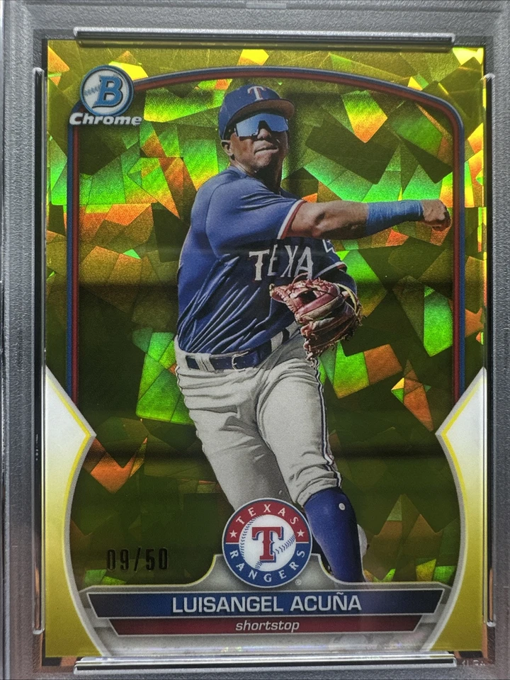 2023 Luisangel Acuna Bowman Chrome Sapphire Yellow /50 #230 PSA 10 - Image 3 of 4