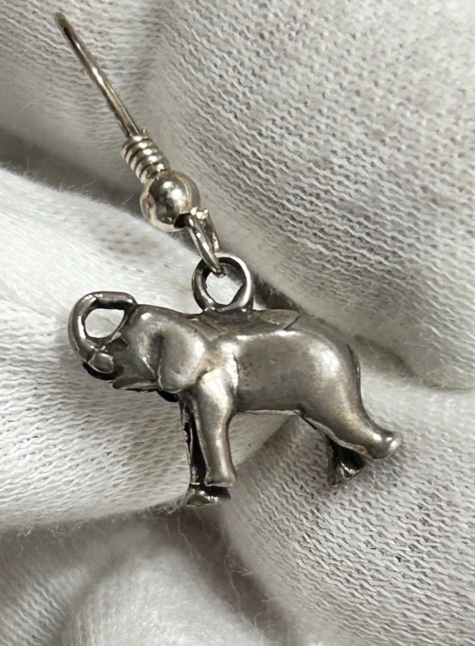 Solid 925 Sterling Silver Dangle Elephant Earrings - image 9