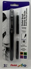 Pentel Arts Pocket Brush Pen Pigment Ink, 2 Refills