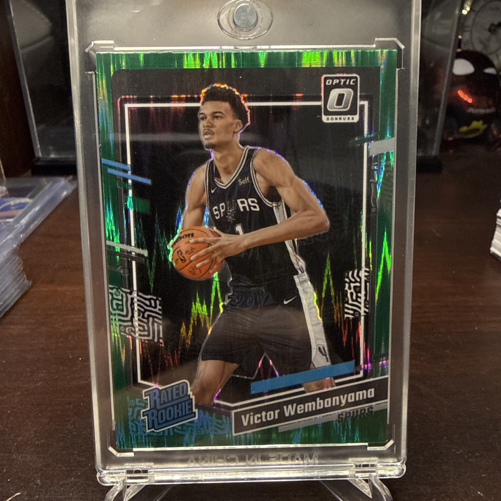 2023 PANINI DONRUSS OPTIC GREEN SHOCK #225 VICTOR WEMBANYAMA ROOKIE RC