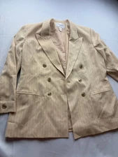 Jones New York Blazer Suit Jacket Womens 16 Taupe Peak Lapel Double Breasted NWT