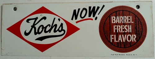Vintage Koch Brewery Beer Dunkirk NY  "Barrel Aged Flavor" 14 Inch Metal Sign