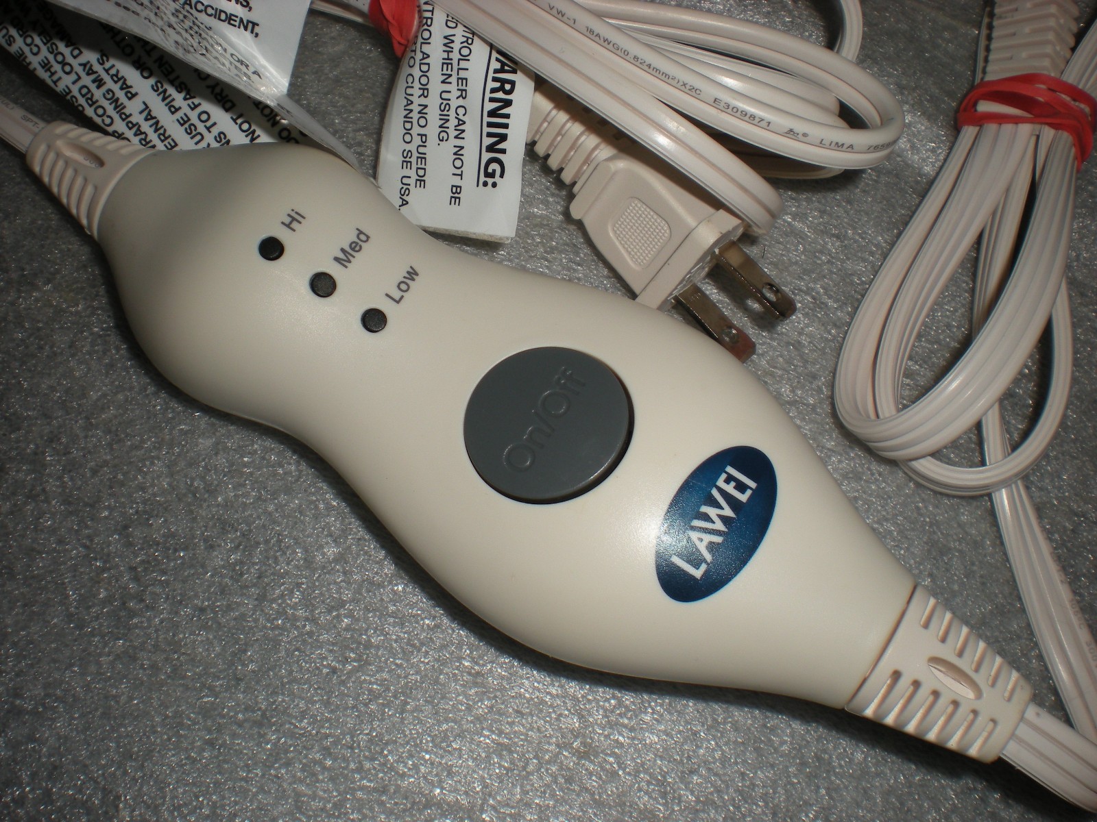 LAWEI LAWEL NA-H30C Electric Heated Blanket Pad Control Controller 3-Prong 95W