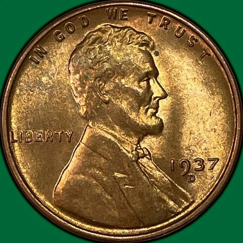 1937-D Lincoln Wheat Cent Brilliant Uncirculated BU Coin #37680