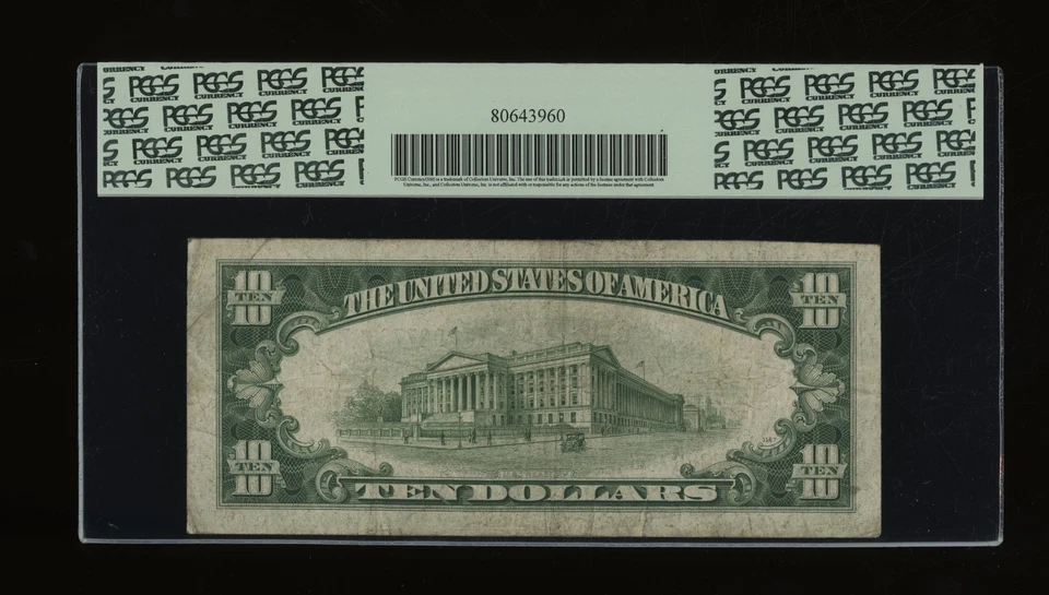 DBR 1934-C $10 FRN Cleveland Wide Fr. 2008-Dw PCGS VF-20 Serial D27738678B - Image 2 of 2