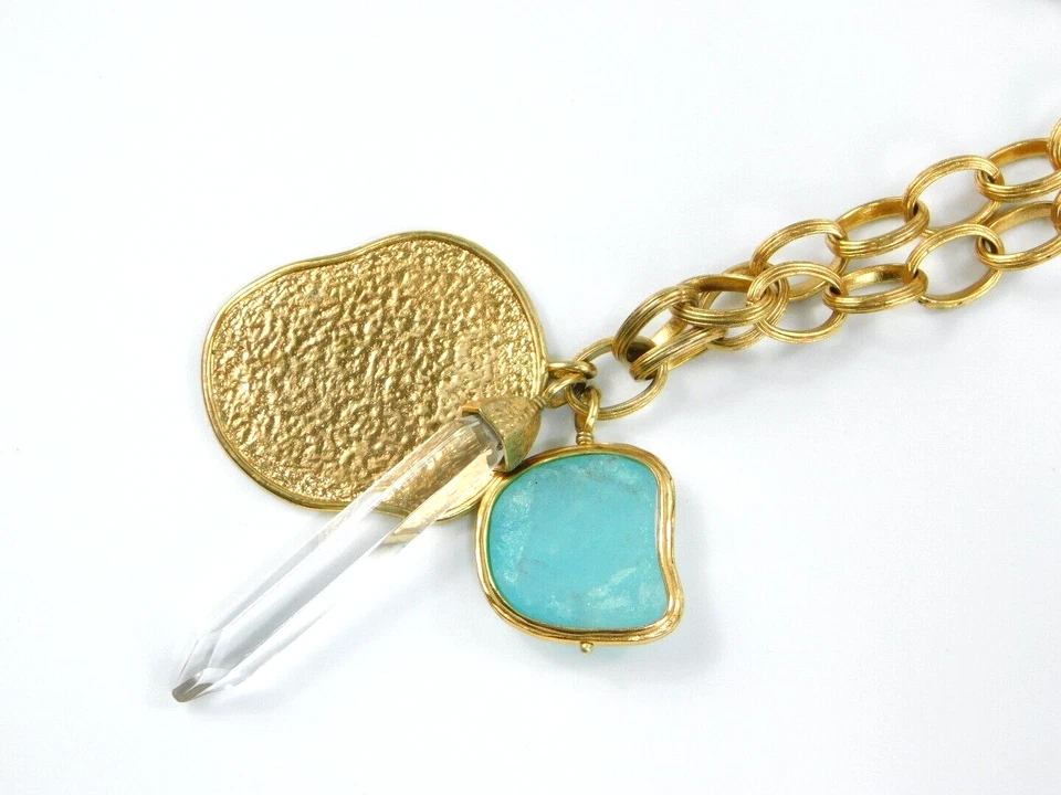 Elements by Nest Largo Tono Dorado Colgante Collar Piedra Cuarzo 40-42" Foto 3 de 4