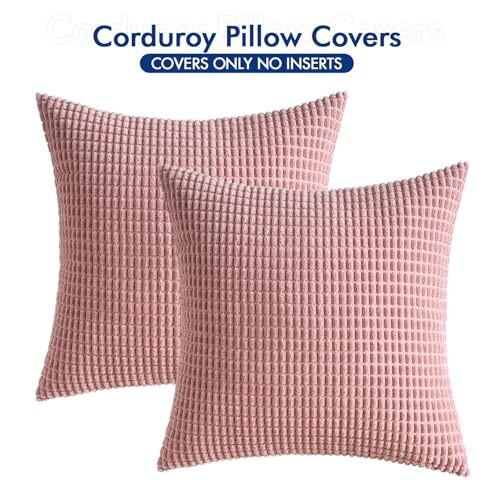 Pack of 2 Pillow Covers Super Soft Corduroy 18" x 18" (Pack of 2) Blush Pink - Bild 6 von 6