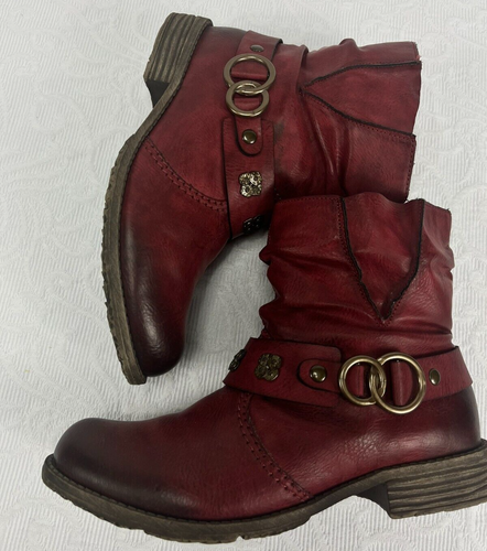 REIKER Antistress Size 7.5 37 Red Ankle Boots with Zip Closure - Picture 5 of 8
