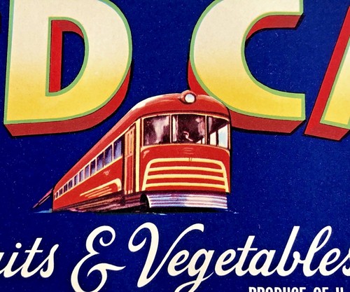 *Original* RED CAR Trolley EXETER Calif Fruit & Vegetable Label NOT A COPY!! - Picture 2 of 2