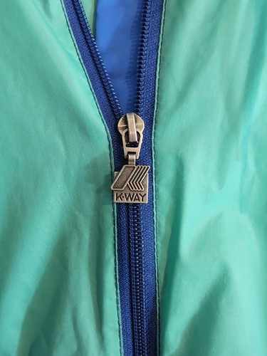 *Distressed* K-Way Blue Full Zip Hooded Rain Jacket 52"Chest France - Picture 3 of 7